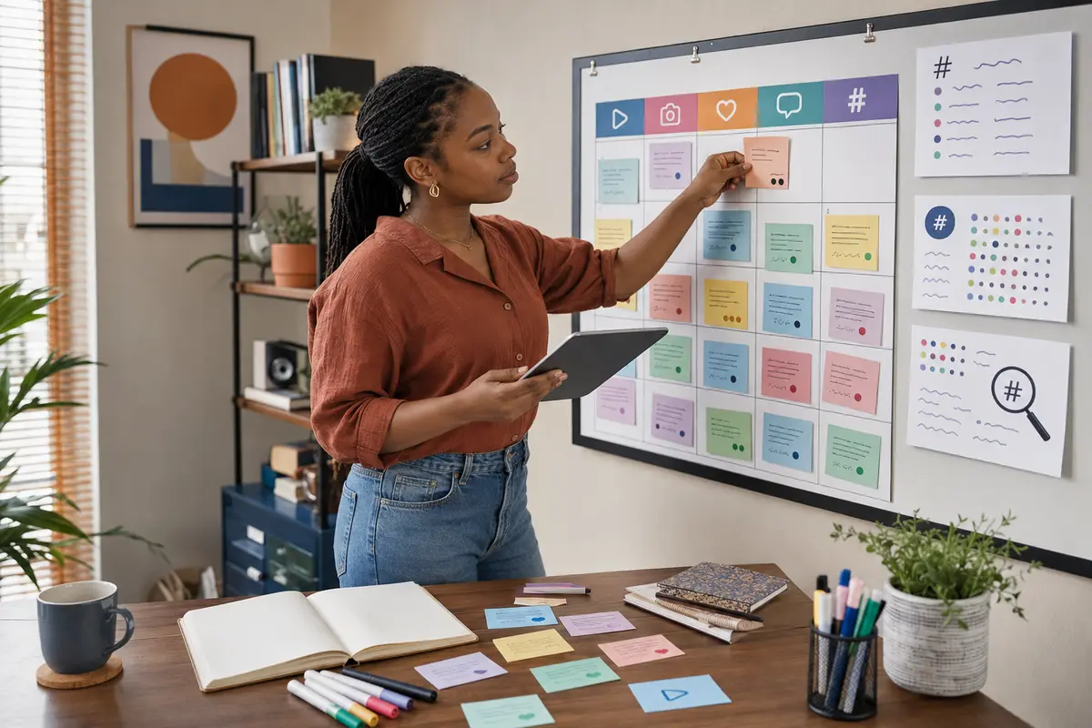Featured image illustrating caption and hashtag planning as a practical small-business opportunity
