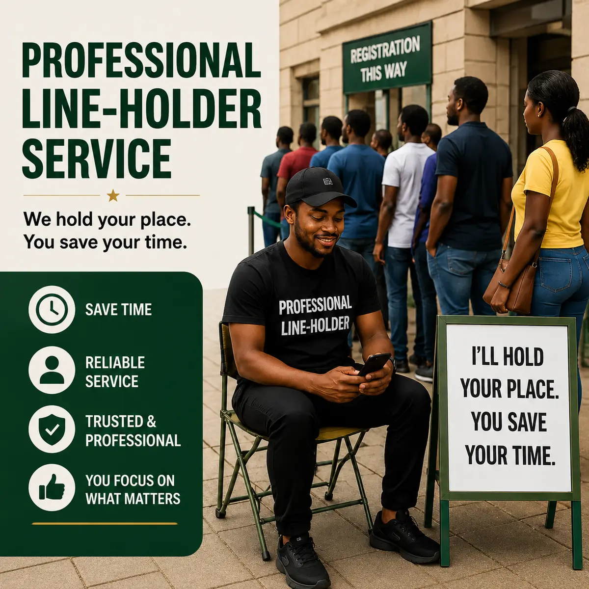 Visual illustration of Professional queue-sitter